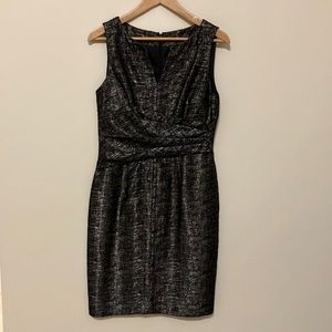 Adrianna Papell sheath dress in black and gold